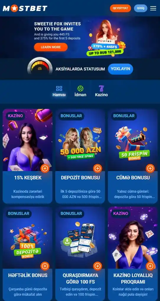 Mobil tətbiqdə aksiyalar və bonuslar